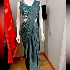 1 minute saree with  heavy designer blouse.